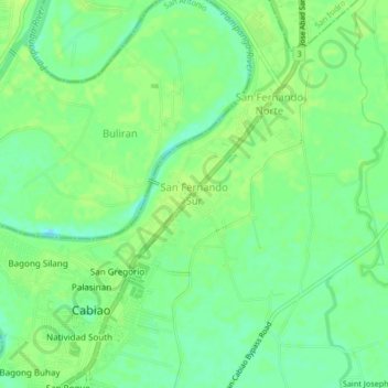 San Fernando Sur topographic map, elevation, terrain