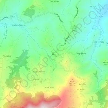 Sasso topographic map, elevation, terrain