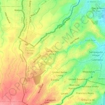 San Antonio Zone 3 topographic map, elevation, terrain