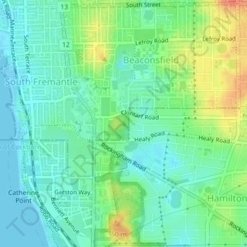 Clontarf Hill topographic map, elevation, terrain