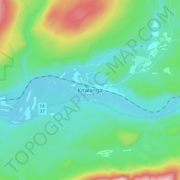 Kitwanga topographic map, elevation, terrain