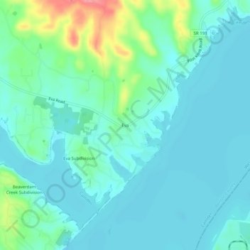 Eva topographic map, elevation, terrain