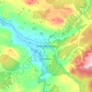 Dalmellington topographic map, elevation, terrain