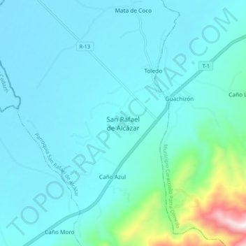 San Rafael de Alcázar topographic map, elevation, terrain