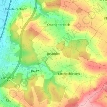 Reuthlos topographic map, elevation, terrain