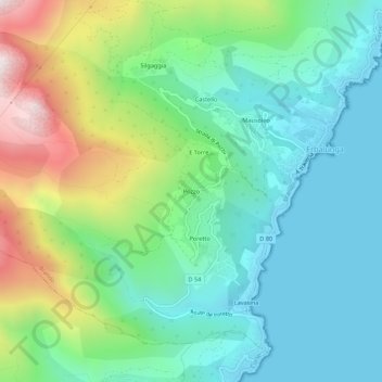 Pozzo topographic map, elevation, terrain