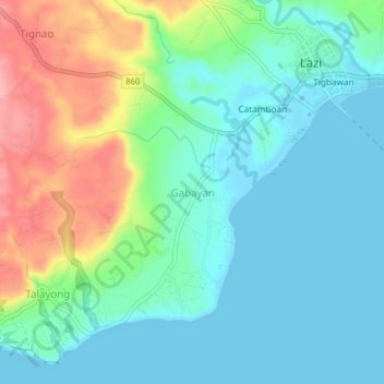 Gabayan topographic map, elevation, terrain