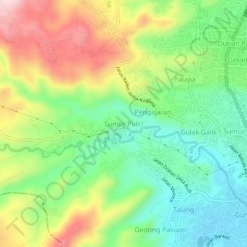 Sumur Putri topographic map, elevation, terrain
