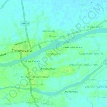 Ponnavarai topographic map, elevation, terrain