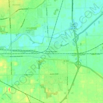 New Haven topographic map, elevation, terrain