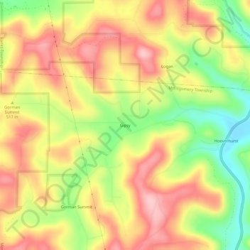 Gipsy topographic map, elevation, terrain