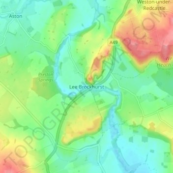 Lee Brockhurst topographic map, elevation, terrain