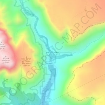 Indian Gardens topographic map, elevation, terrain