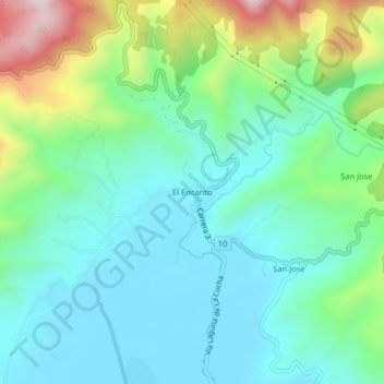 El Encano topographic map, elevation, terrain
