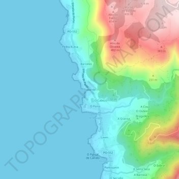 Toiberde topographic map, elevation, terrain