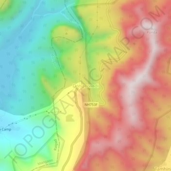 Dongerwadi topographic map, elevation, terrain