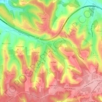 Les Borderies topographic map, elevation, terrain