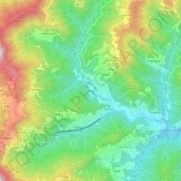 Carega topographic map, elevation, terrain