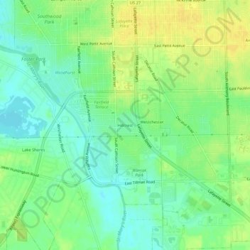 Hillcrest topographic map, elevation, terrain
