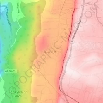 Escarpment topographic map, elevation, terrain