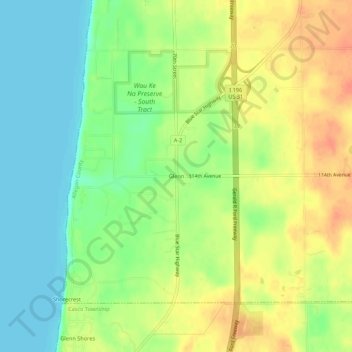 Glenn topographic map, elevation, terrain