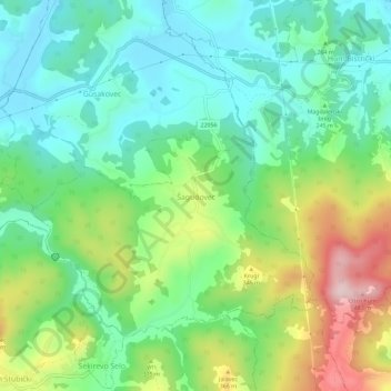 Šagudovec topographic map, elevation, terrain