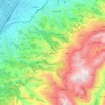 Beshamoun topographic map, elevation, terrain