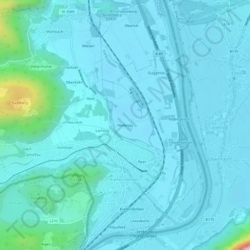 Hödenau topographic map, elevation, terrain
