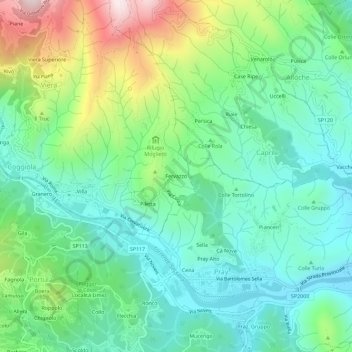 Fervazzo topographic map, elevation, terrain