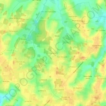 Droiselles topographic map, elevation, terrain