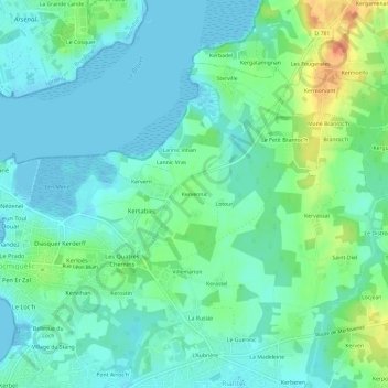 Kervennic topographic map, elevation, terrain