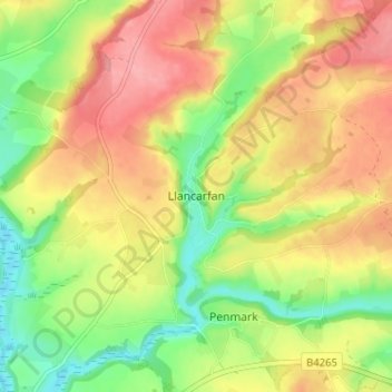 Llancarfan topographic map, elevation, terrain