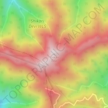 Shikari Devi topographic map, elevation, terrain
