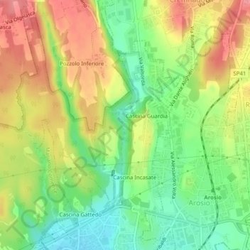 Fontana del Guercio topographic map, elevation, terrain