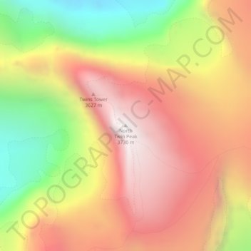North Twin Peak topographic map, elevation, terrain