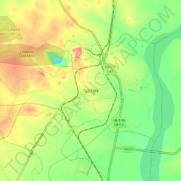 Talcher topographic map, elevation, terrain