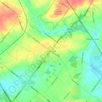 Franklinville topographic map, elevation, terrain