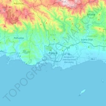 Ponce topographic map, elevation, terrain