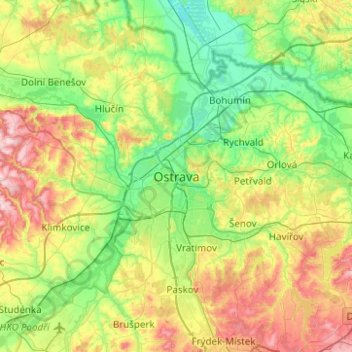Ostrau topographic map, elevation, terrain