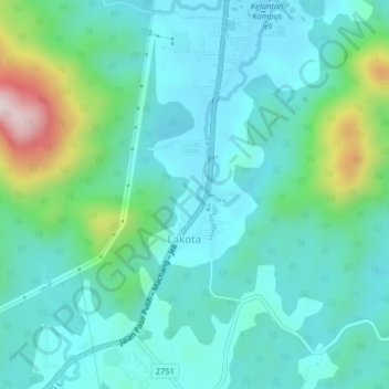Lakota topographic map, elevation, terrain