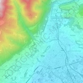 Crevenna topographic map, elevation, terrain