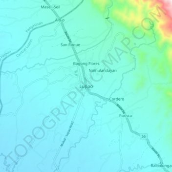 Lupao topographic map, elevation, terrain