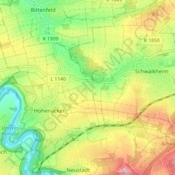 Zillhardtshof topographic map, elevation, terrain