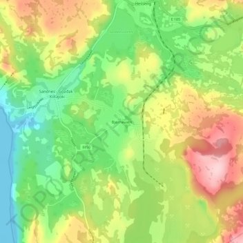 Bjørnevatn topographic map, elevation, terrain