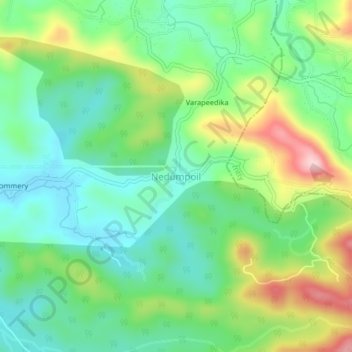 Nedumpoil topographic map, elevation, terrain