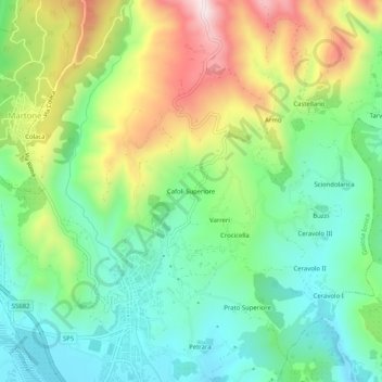 Cafoli Superiore topographic map, elevation, terrain