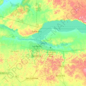 Flores topographic map, elevation, terrain