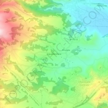 Acquamammone topographic map, elevation, terrain