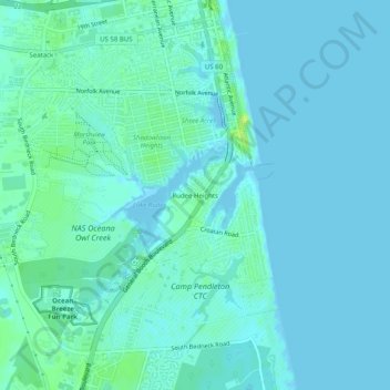 Rudee Heights topographic map, elevation, terrain
