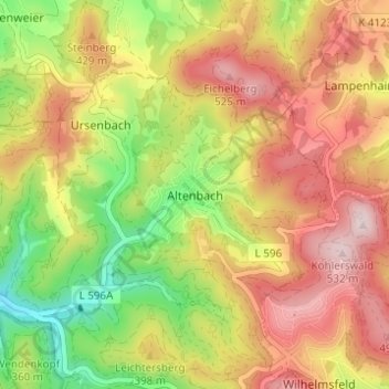 Altenbach topographic map, elevation, terrain